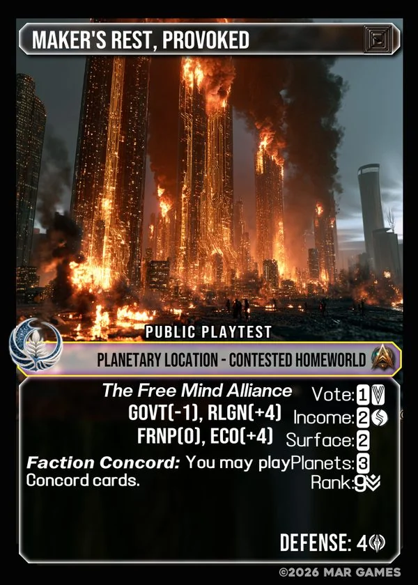 Maker's Rest, Provoked card