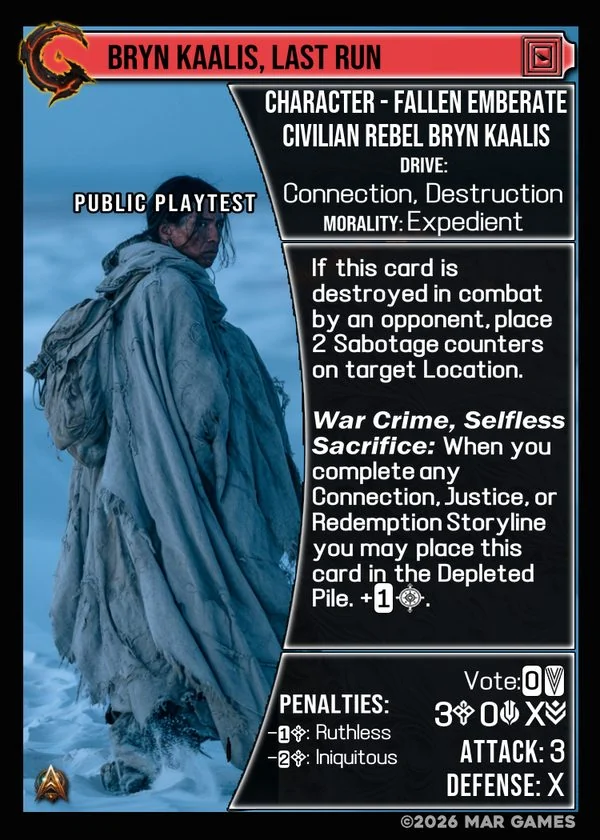 Bryn Kaalis, Last Run card