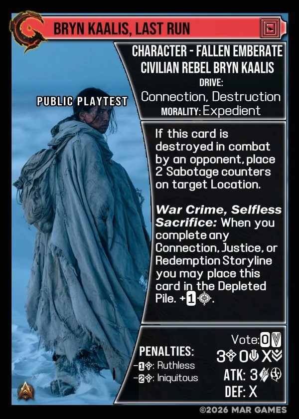 Bryn Kaalis, Last Run card