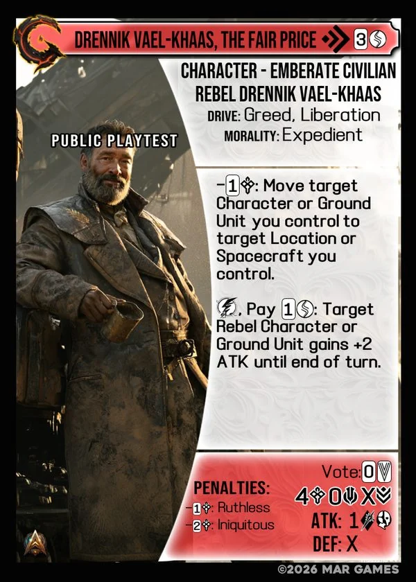 Drennik Vael-Khaas, The Fair Price card