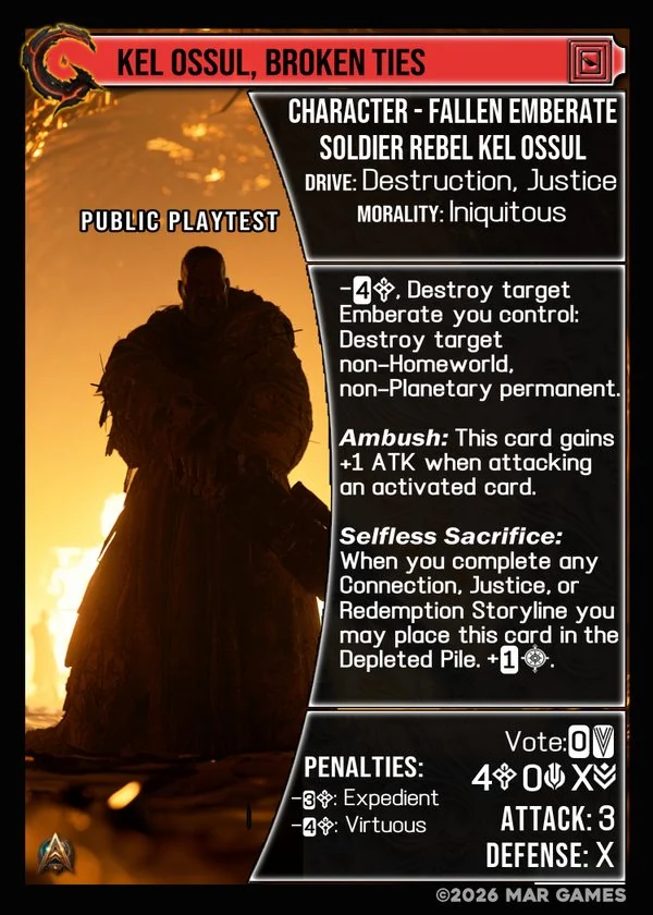 Kel Ossul, Broken Ties card