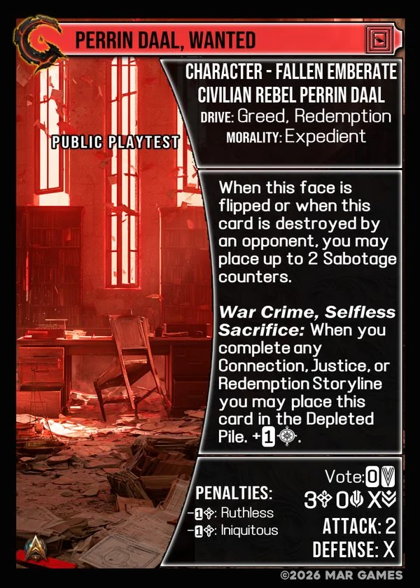 Perrin Daal, Wanted card