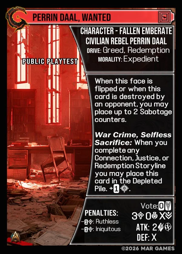 Perrin Daal, Wanted card