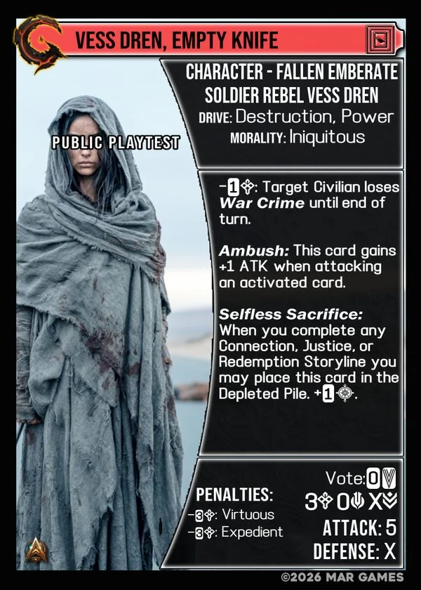 Vess Dren, Empty Knife card