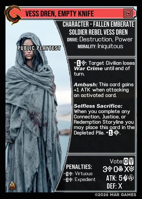 Vess Dren, Empty Knife card