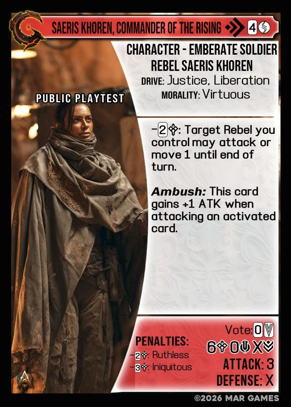 Saeris Khoren, Commander of the Rising card