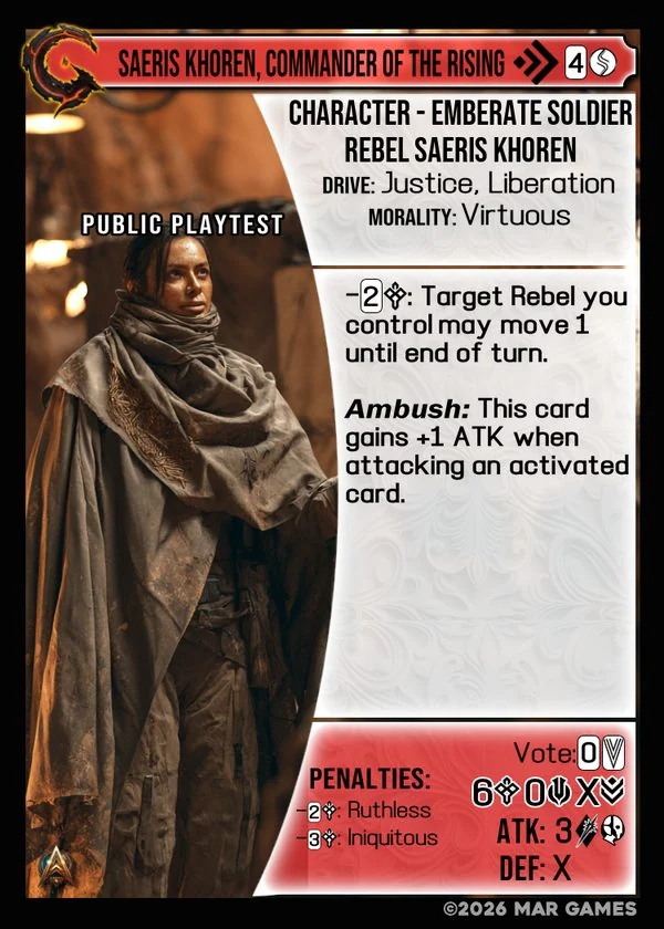 Saeris Khoren, Commander of the Rising card