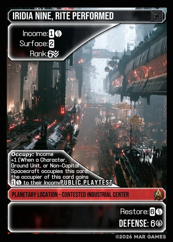 Iridia Nine, Rite Performed card