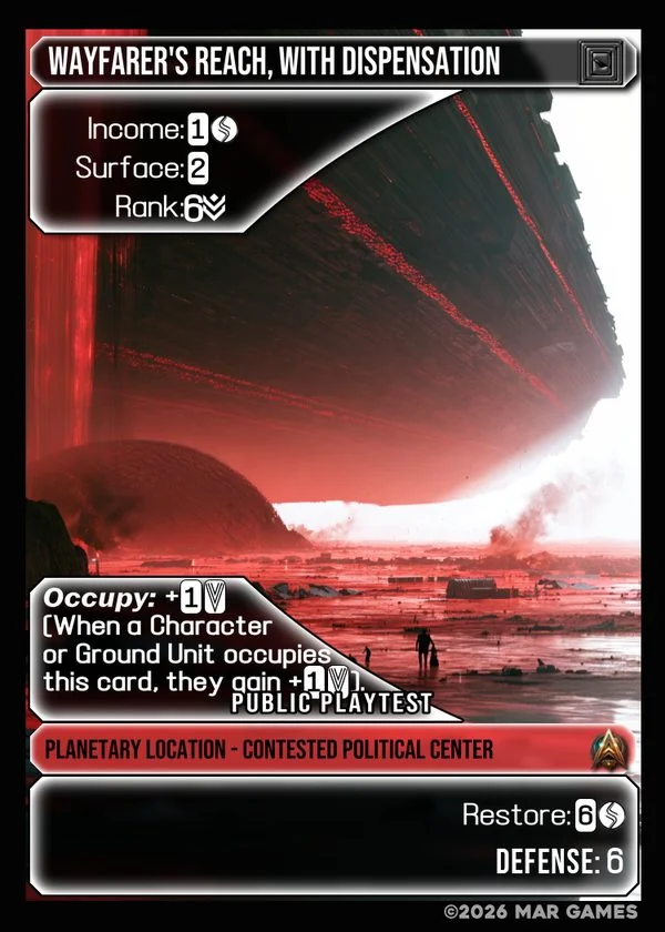 Wayfarer's Reach, with Dispensation card