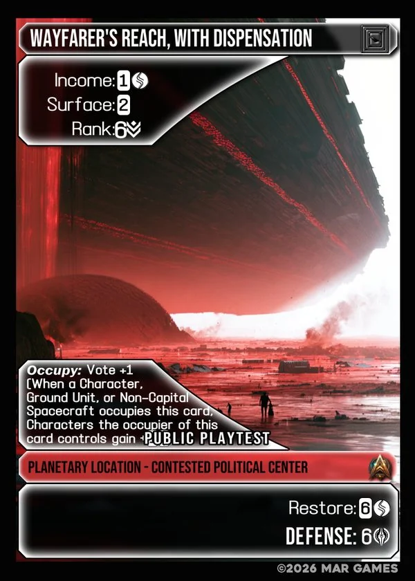 Wayfarer's Reach, with Dispensation card