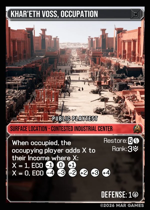 Khar'eth Voss, Occupation card