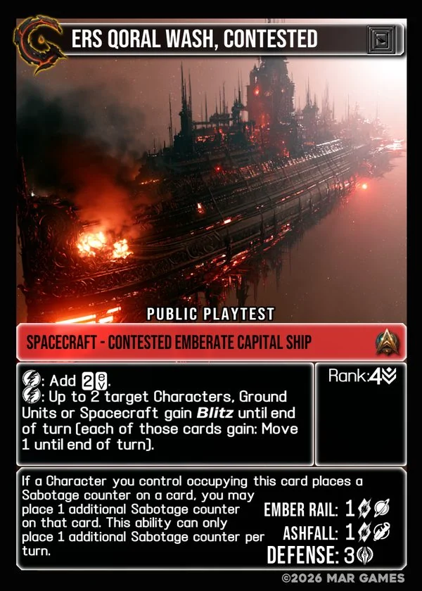 ERS Qoral Wash, Contested card