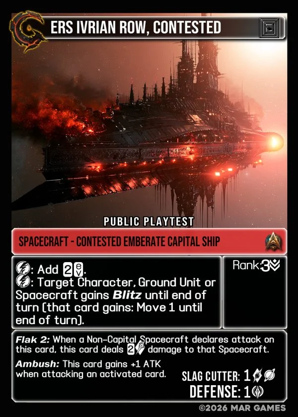 ERS Ivrian Row, Contested card