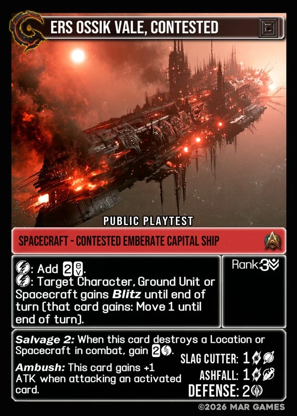 ERS Ossik Vale, Contested card