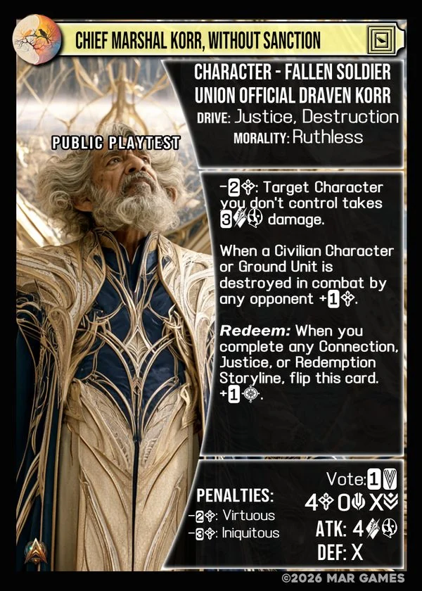 Chief Marshal Korr, Without Sanction card