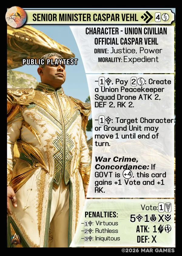 Senior Minister Caspar Vehl card