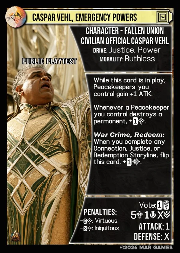 Caspar Vehl, Emergency Powers card