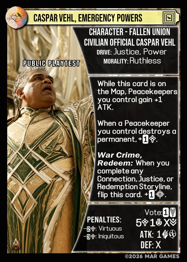 Caspar Vehl, Emergency Powers card