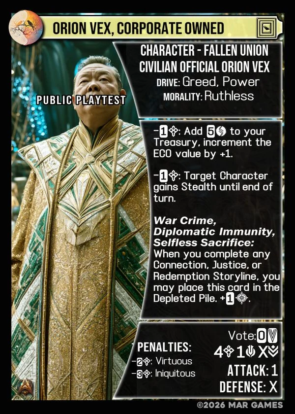 Orion Vex, Corporate Owned card