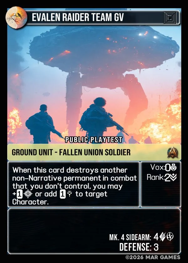 Evalen Raider Team GV card
