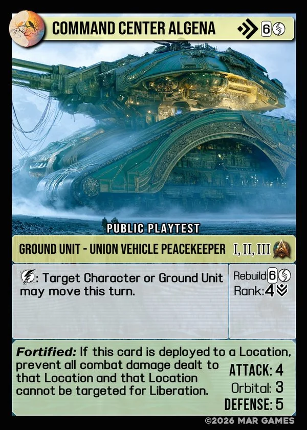 Command Center Algena card