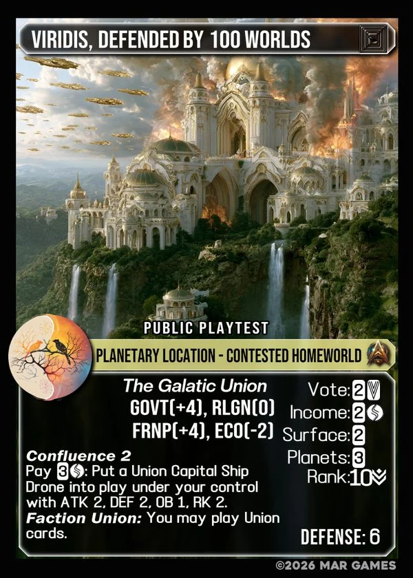 Viridis, Defended by 100 Worlds card