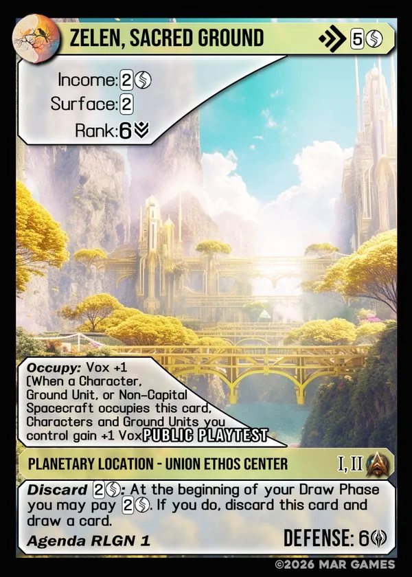 Zelen, Sacred Ground card