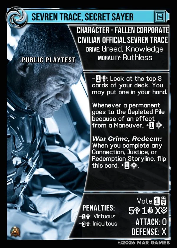 Sevren Trace, Secret Sayer card