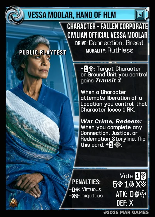 Vessa Moolar, Hand of HLM card