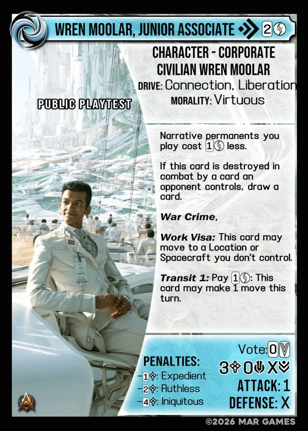 Wren Moolar, Junior Associate card