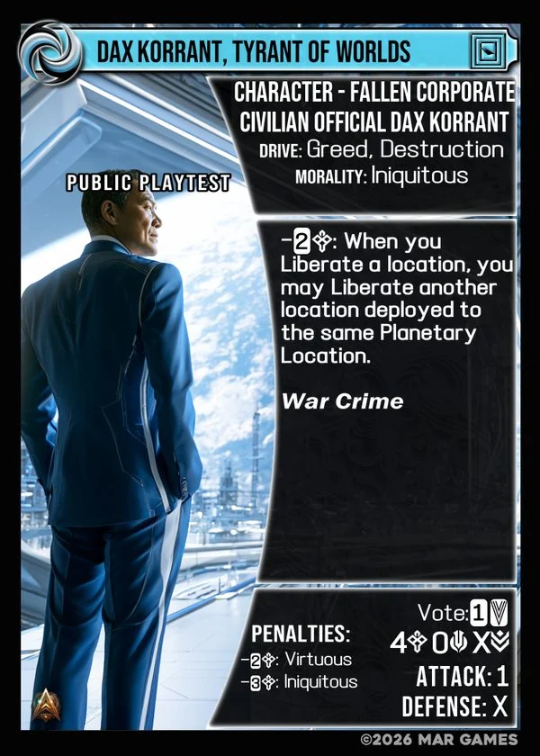 Dax Korrant, Tyrant of Worlds card