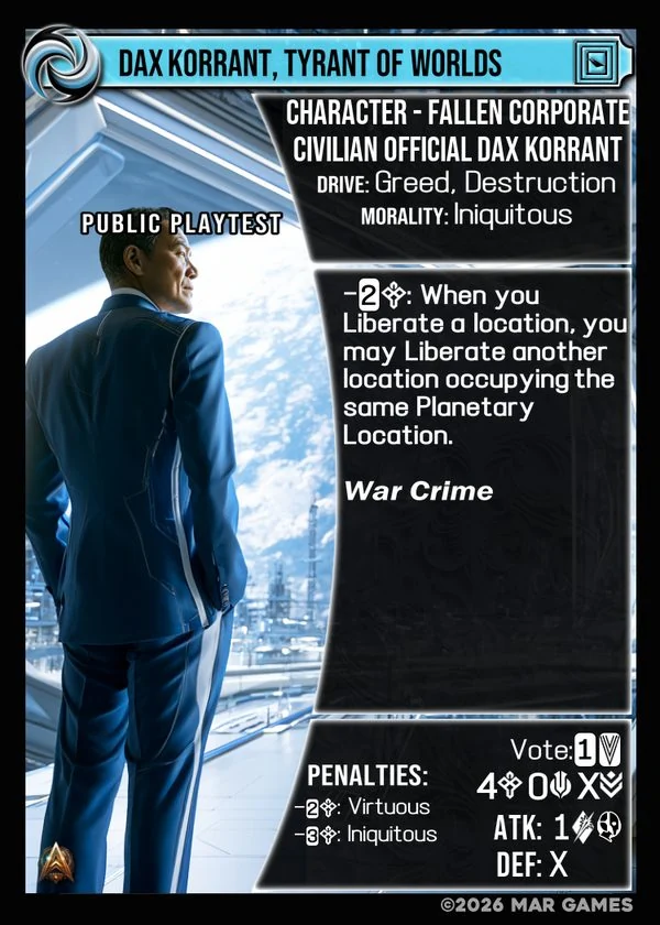 Dax Korrant, Tyrant of Worlds card