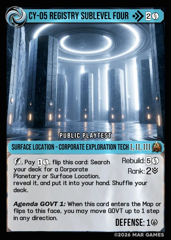 CY-05 Registry Sublevel Four card