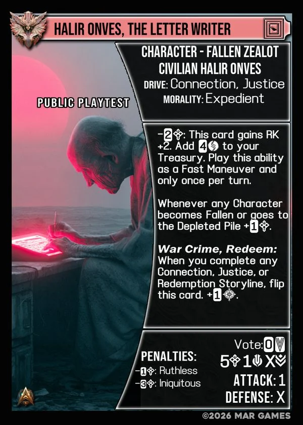 Halir Onves, the Letter Writer card