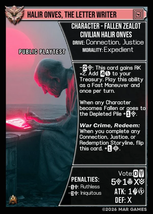 Halir Onves, the Letter Writer card