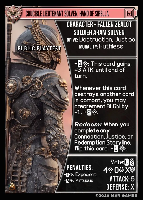 Crucible Lieutenant Solven, Hand of Sirella card