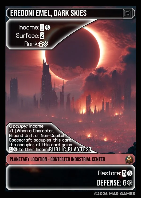 Eredoni Emel, Dark Skies card