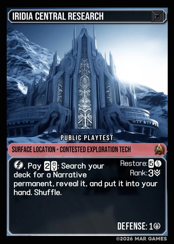 Iridia Central Research card