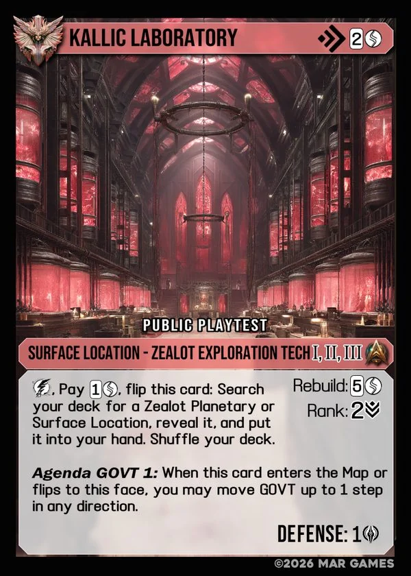 Kallic Laboratory card