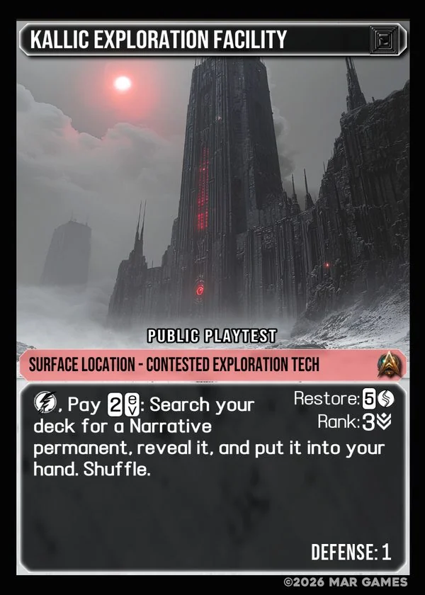 Kallic Exploration Facility card