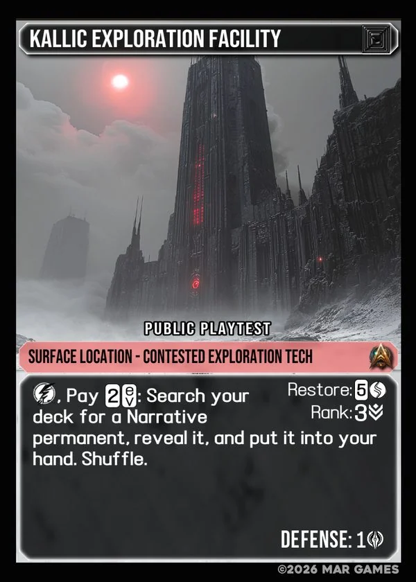 Kallic Exploration Facility card