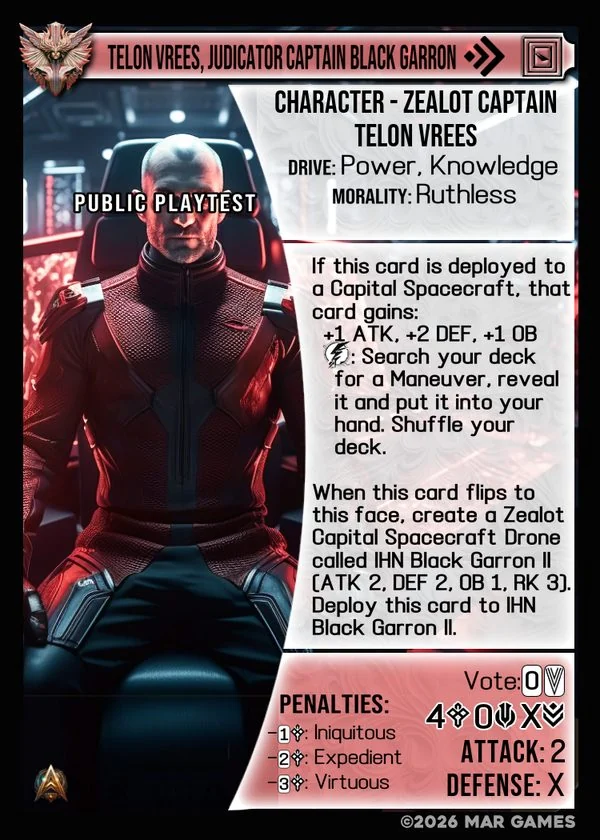Telon Vrees, Judicator Captain Black Garron card