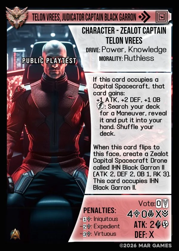 Telon Vrees, Judicator Captain Black Garron card