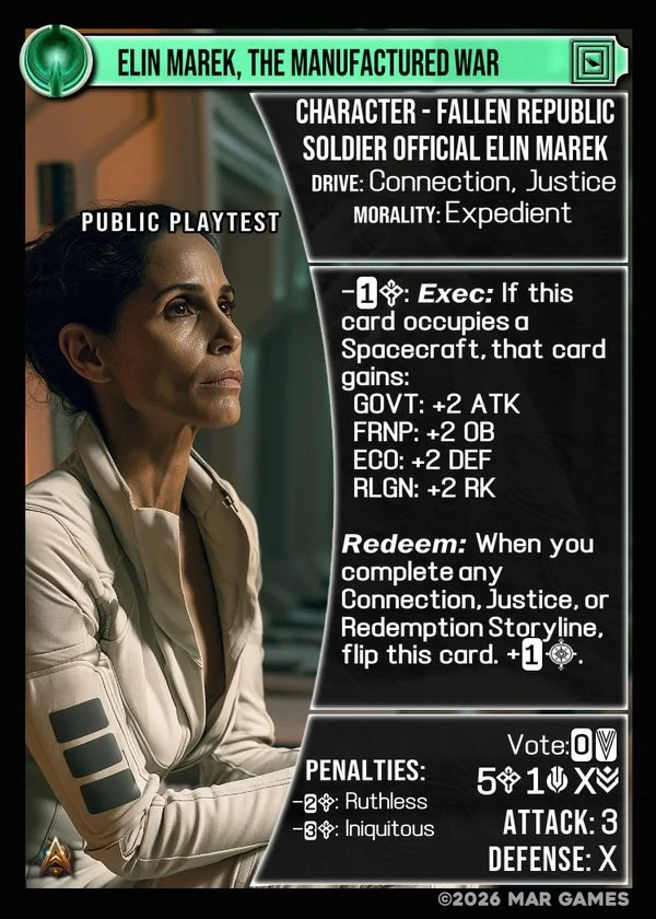 Elin Marek, The Manufactured War card