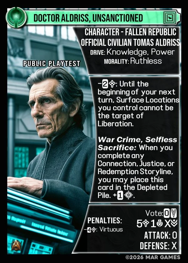 Doctor Aldriss, Unsanctioned card