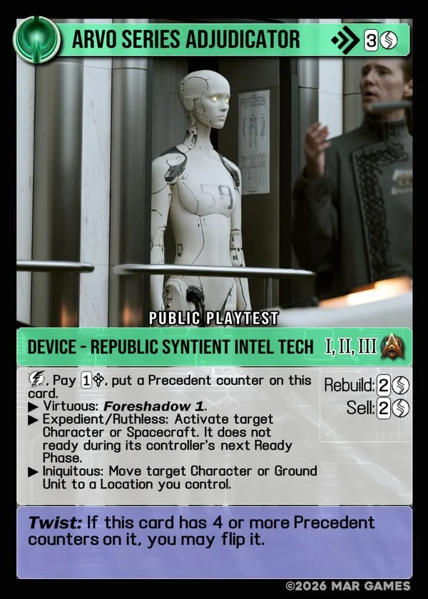 Arvo Series Adjudicator card