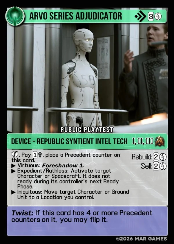 Arvo Series Adjudicator card