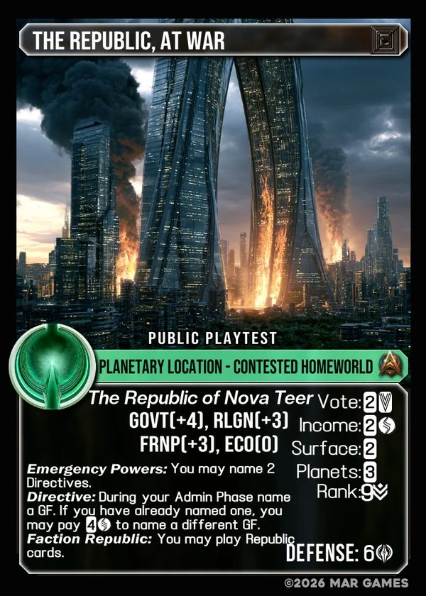 The Republic, at War card