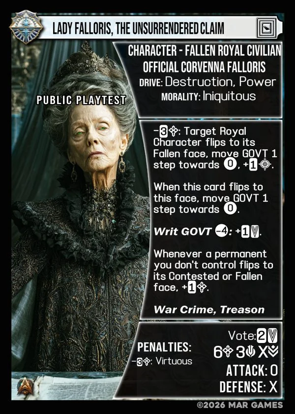 Lady Falloris, the Unsurrendered Claim card