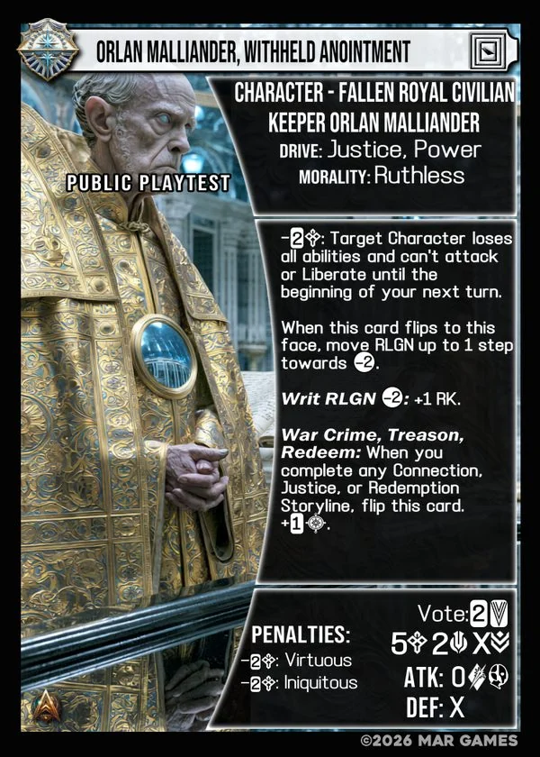 Orlan Malliander, Withheld Anointment card
